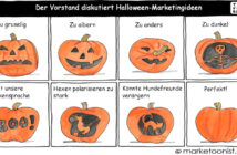 Cartoon: Diskussion von Marketingideen für Halloween