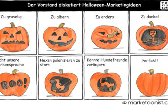 Cartoon: Diskussion von Marketingideen für Halloween