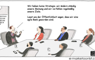 Cartoon: Agilität statt Ziele und Vision