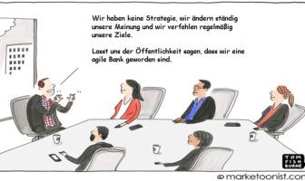 Cartoon: Agilität statt Ziele und Vision