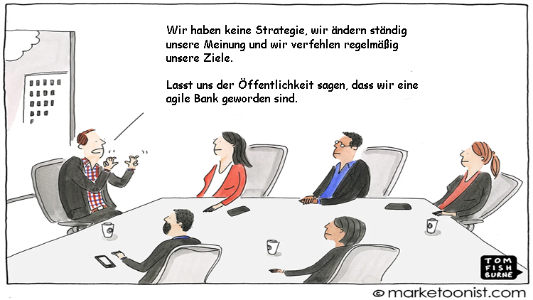 Cartoon: Agilität statt Ziele und Vision