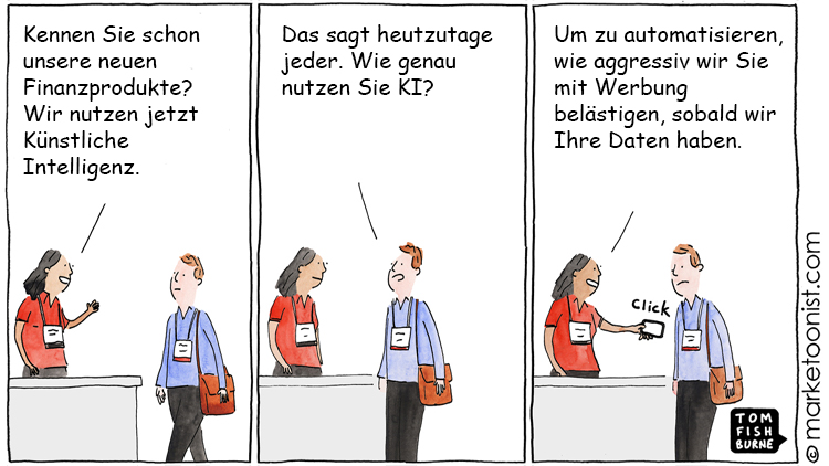 Cartoon: Wie Künstliche Intelligenz für Finanzprodukte genutzt wird