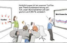 Cartoon: Kundenorientierung ist wichtiger als Marktanteile zu gewinnen